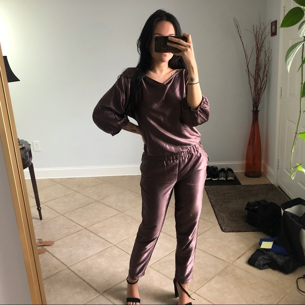 Silk brown jumpsuit